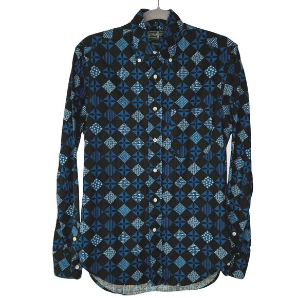 Gitman Bros Vintage Shirt Men's Asian Inspired Check Textured Cotton Small USA - Picture 1 of 13